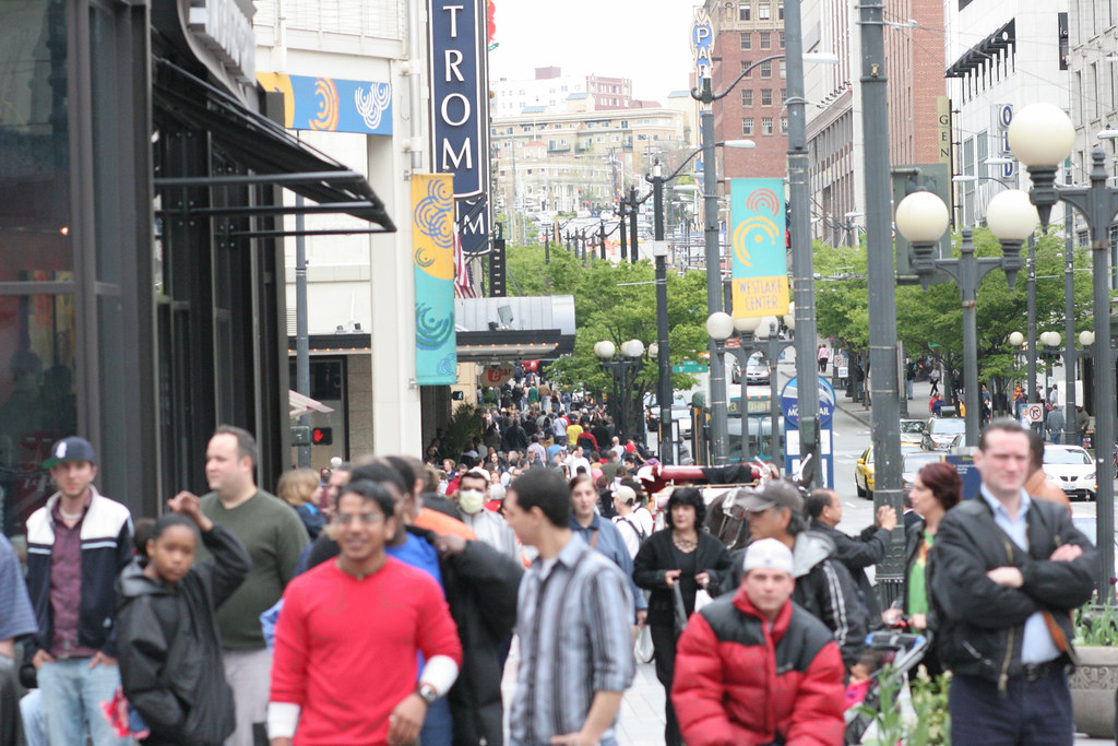 Crowded Sidewalk