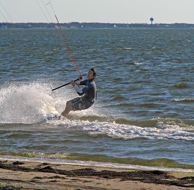 Kite Boarding - Coming into the Beach