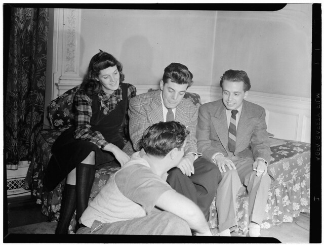 [Portrait of Adele Girard, Joe Marsala, Nesuhi Ertegun, and William P. Gottlieb, Turkish Embassy, Washington, D.C., ca. 1940] (LOC)