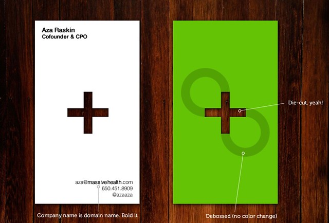 Business card design idea #429: #business-card #design [ Massive Health Business Cards: Rev 2 - by Aza Raskin ]