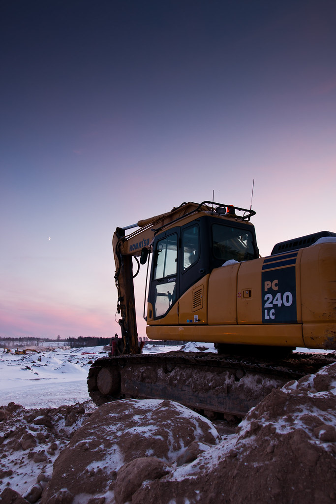 Komatsu pc 240 lc with the moon by s.autio