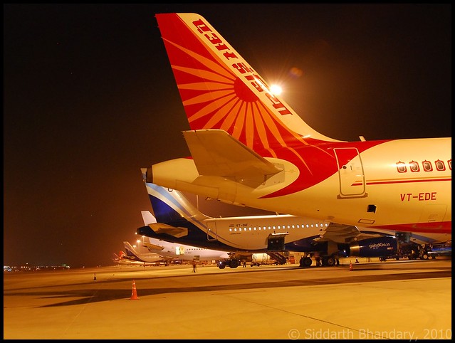 Tails on the night ramp at BIAL