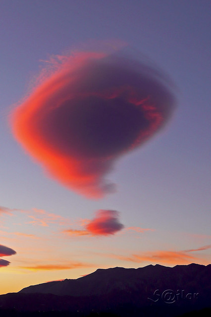 Sunset Sky Loma Del Gato With ! Lenticular Cloud (Altocumulus lenticularis)