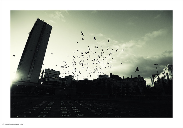 Dusk in Piccadilly Gardens, Manchester