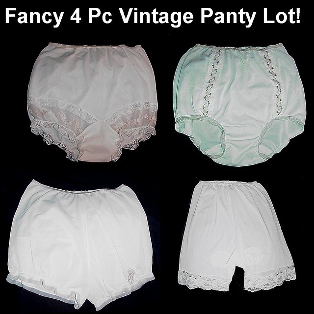 4pc Vintage Panties Lot Nylon Lace Chiffon FANCY and FUN!