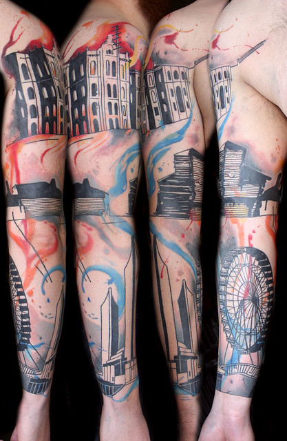 watercolor chicago sleeve