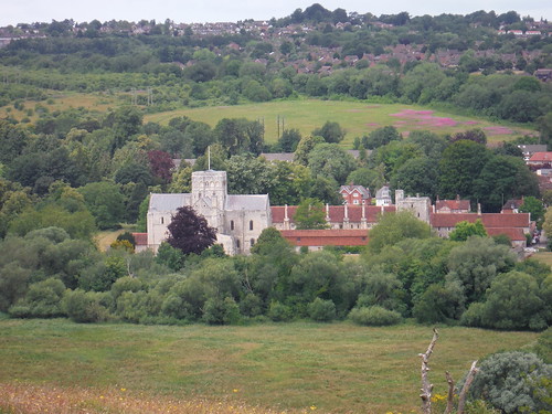 St. Cross Hospital & Church from St. Catherine's Hill SWC Walk 15 : Winchester Circular