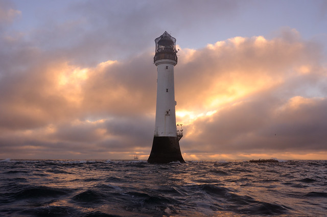 Winter sunrise at the Bell Rock lighthouse (12 miles off of Arbroath), Angus, Scotland