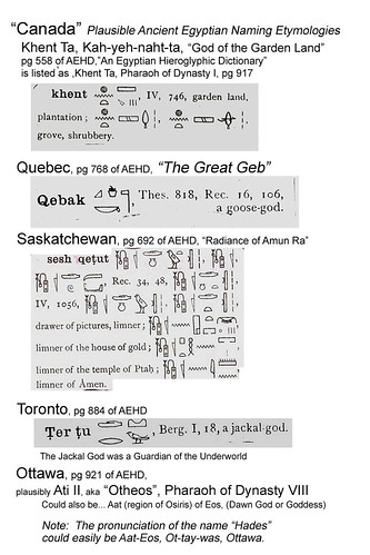 Native Canadian Names:  Egyptian Etymologies?