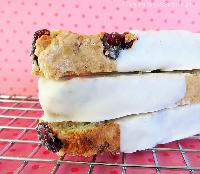 Cranberry and White Chocolate Dipped Biscotti