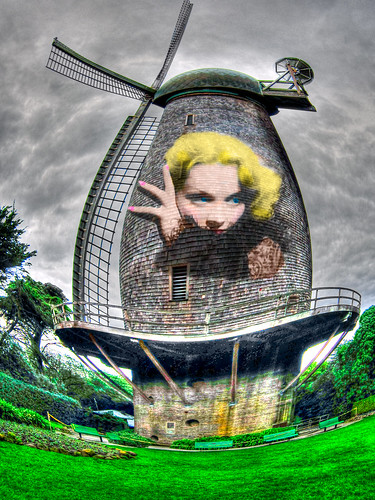 Larger-than-Life Movie Star Marlene Dietrich is Blowing Through the Windmills in My Mind, Montage by Walker Dukes
