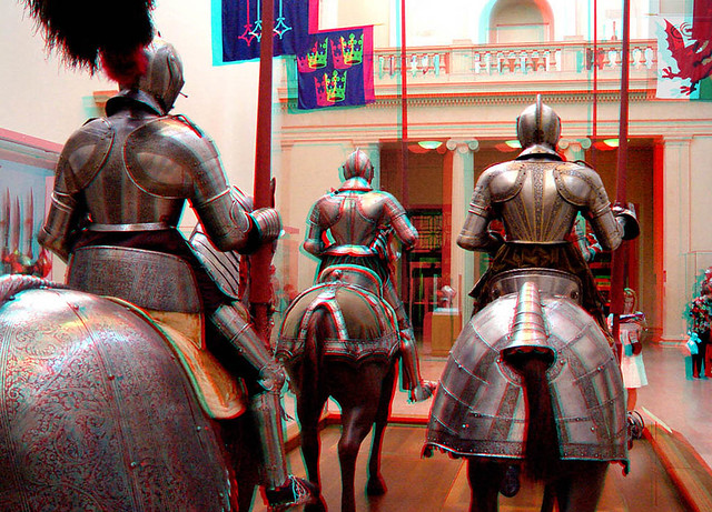 16th Cent. mounted men in armor (met. museum) shown in Anachrome 3D process.