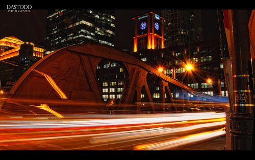 longexposure bridge chicago architecture night lighttrails theloop