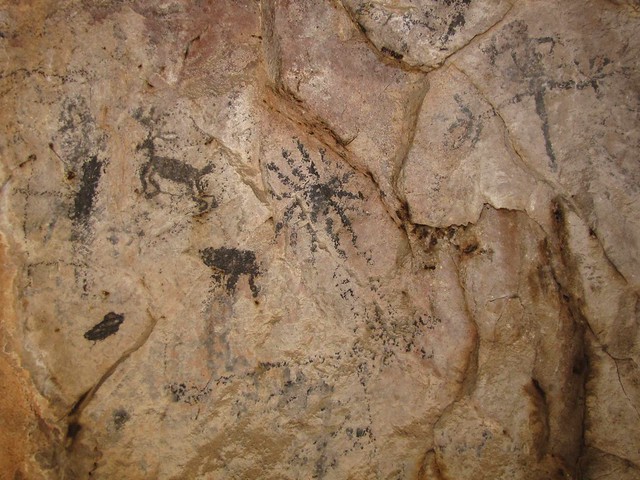 Petroglyphs; small cave in the Galiuro Mountains, AZ