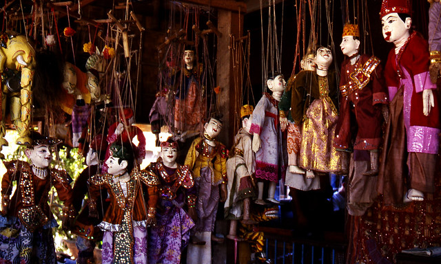 Puppet shop, Pagan, Myanmar/Burma,  January 1988
