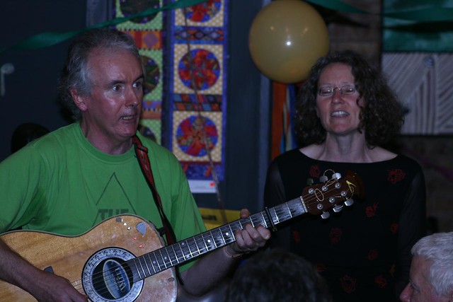 Tommy Leonard & Jenny Fitzgibbon (more of Angela Mackay's quilting artistry in the background)