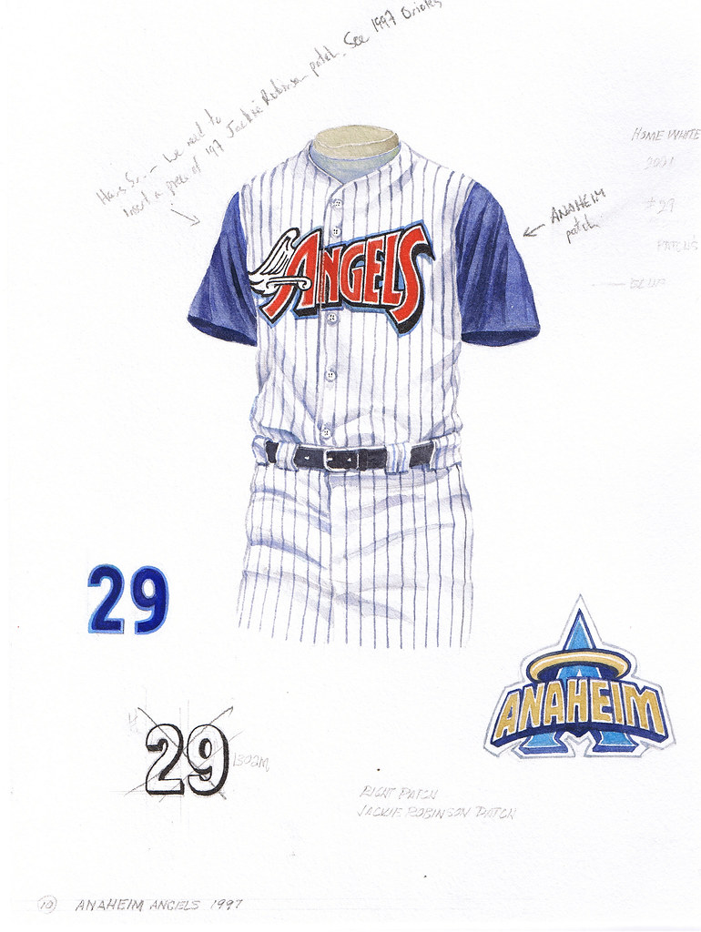 Anaheim Angels 2001 uniform artwork, This is a highly detai…