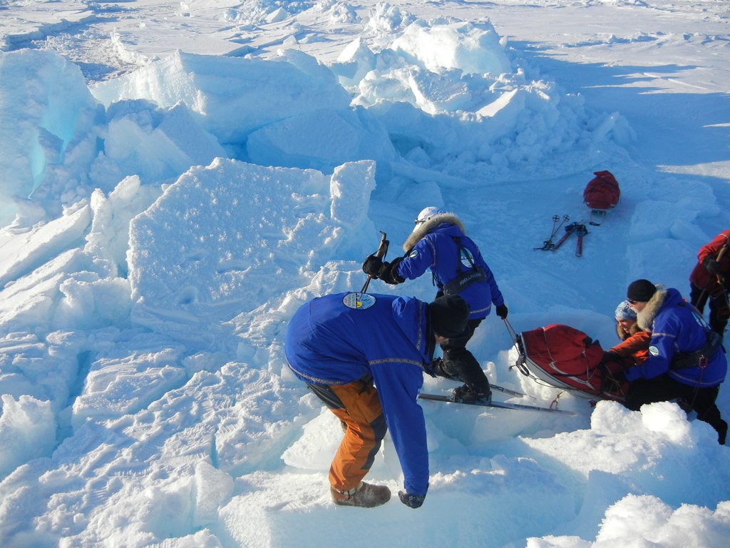 Group effort to cross over a pressure ridge | Bob and Jan K | Flickr