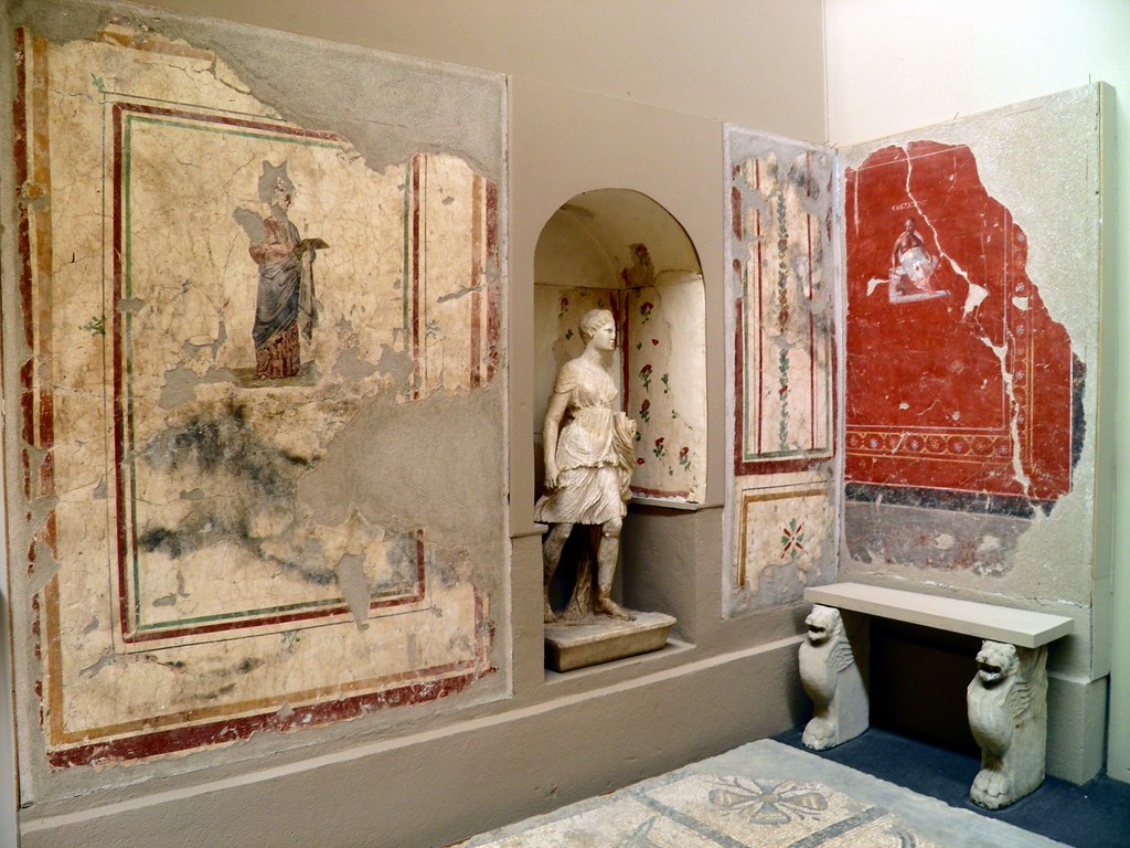 The Socatres Room decorated with frescoes of the famous philosopher, Ephesus Museum, Selçuk, Turkey