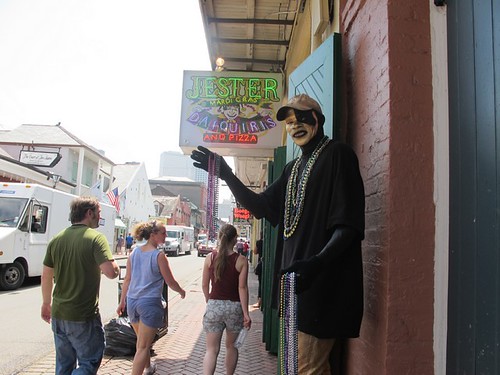 Keith greets people on their way to Bourbon Street