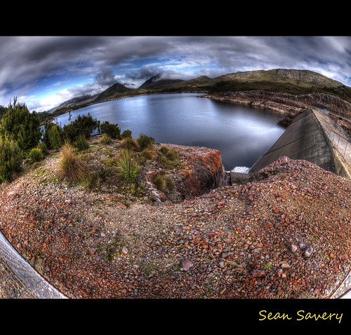 landscape lumix dam australia fisheye panasonic tasmania hdr gf1 photomatix lakeplimsoll topazadjust lumixgfisheye8f35 anthonydam panasoniclumix8mmfisheye seansaveryphotography