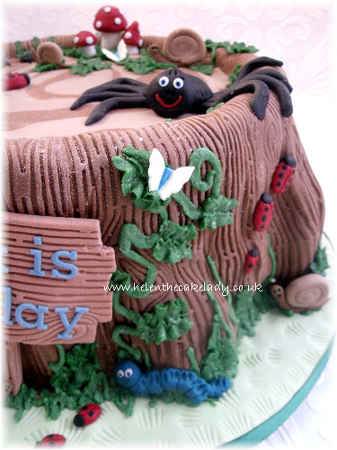 Tree Stump & Bugs Birthday Cake