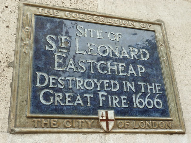 St Leonard Eastcheap blue plaque