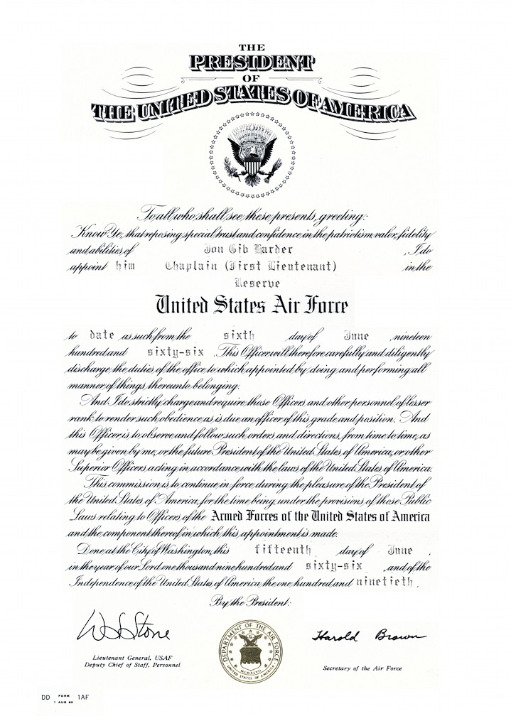 Dd Form 1af Officer Commissioning Certificate United States Air Force