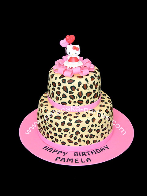 Leopard Print Hello Kitty Cake
