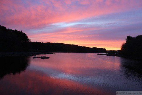 sunset reflection colorful reservoir sudbury 12 pinksky 2012 route9 sudburyreservoir april18th