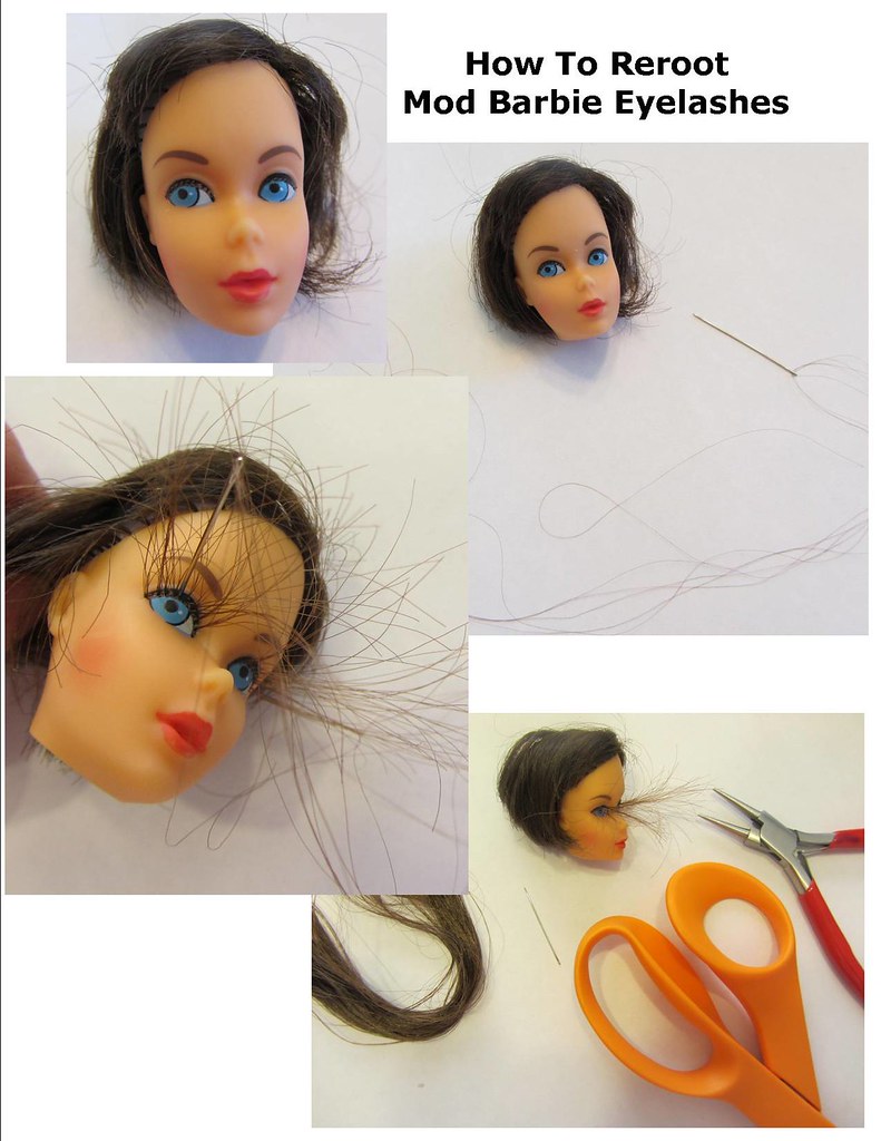 Doll Eyelashes, Auburn, Tutorial, Doll Making, Doll Repair, Replace, Fix,  OOAK Doll, Custom Doll, Mini Eyelashes, Wispy, Flutter 