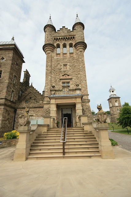 Front entrance to Stormont Castle, featuring main tower