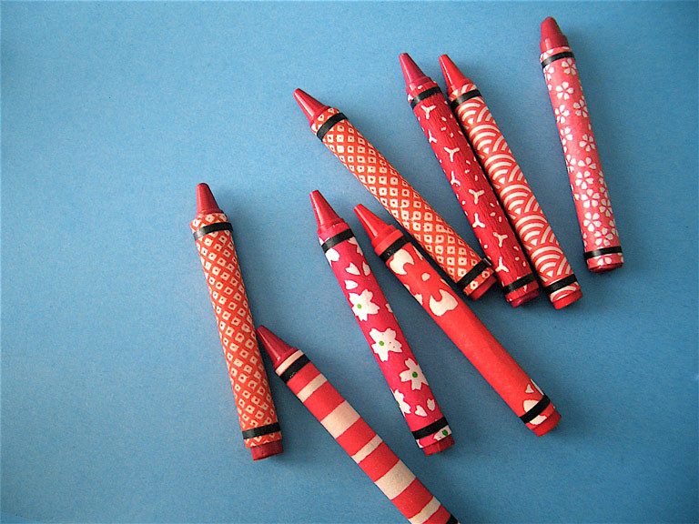 Props for video: Red Crayons with Japanese Paper, hine