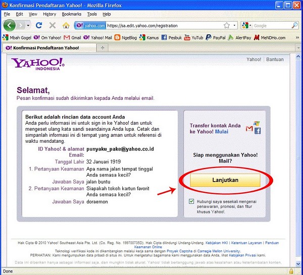 Yahoo indonesia pendaftaran Membuat akun