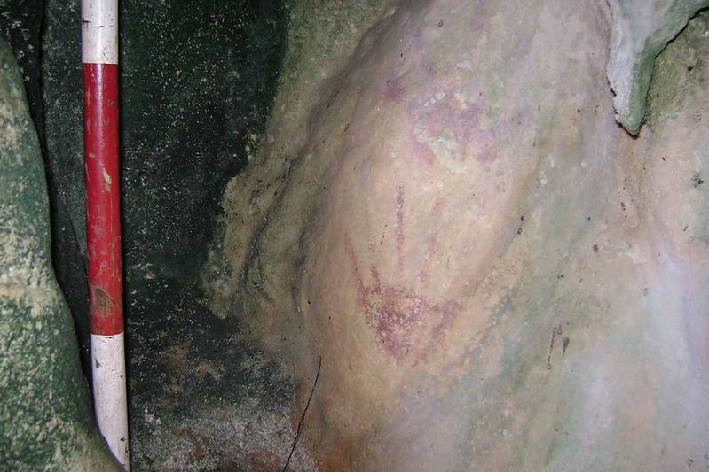 Red Paint Hand Print in Ritidian Cave