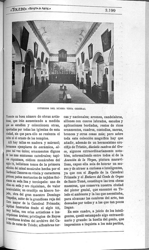 Artículo de Noviembre de 1929 sobre el nuevo Museo Diocesano en la Iglesia de San Vicente de Toledo publicado en la Revista Toledo