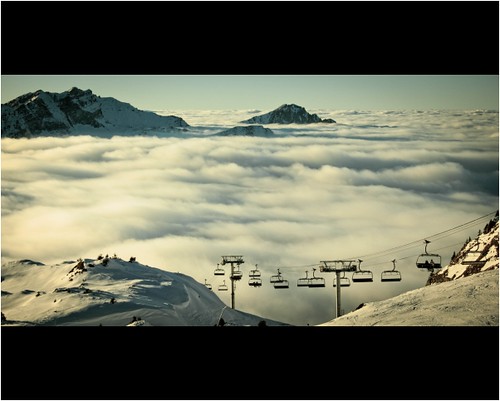 mountains alps clouds chair lift avoriaz chatel