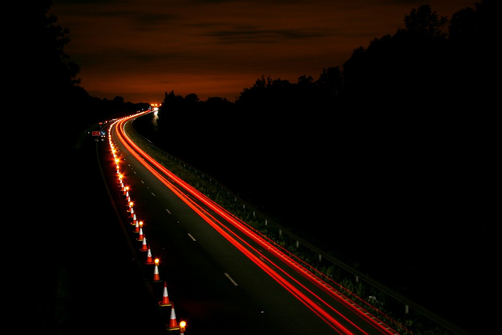M45 Motorway Car Headlight Trails