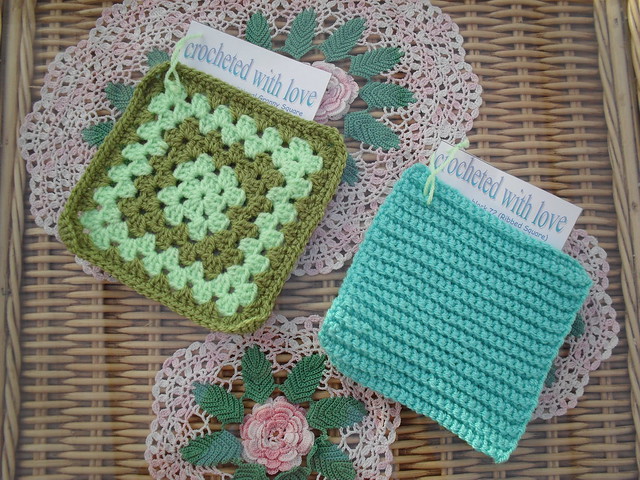 (Left) 'Two Tone Green Traditional Granny Square. (Right) Jan Eaton 72 'Ribbed Square' for our 'Farmyard Blanket' - a ploughed field. Love all the Squares Bev, thanks so much!