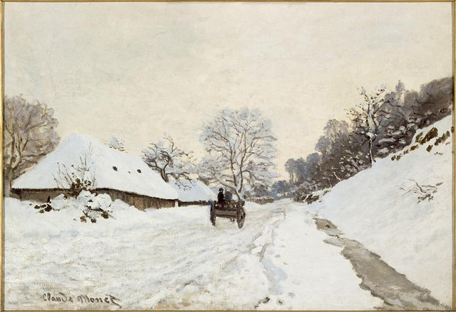 Monet, Claude  - La charrette, route sous le neige à Honfleur  - 1865