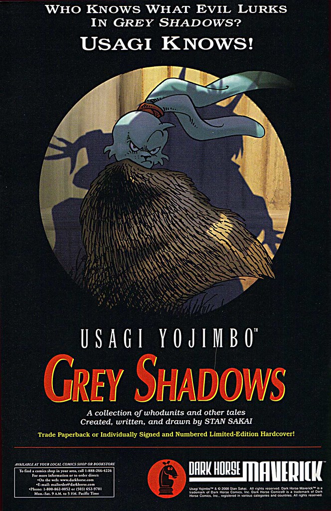 Usagi Yojimbo :: "WHO KNOWS WHAT EVIL LURKS IN GREY SHADOWS ? " - TPB spot ad (( 2000 )) by tOkKa