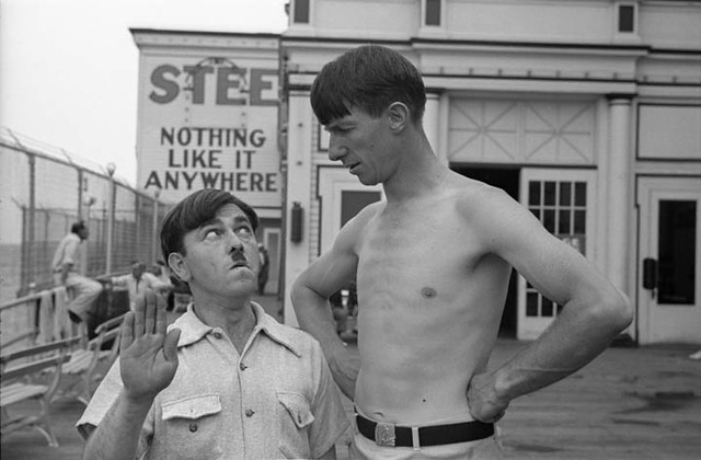 Moe Howard of the Three Stooges and George Mann of Barto and Mann -- 1938