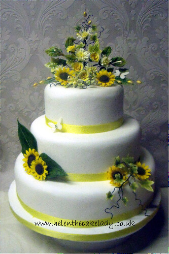 3 tier sunflower wedding cake