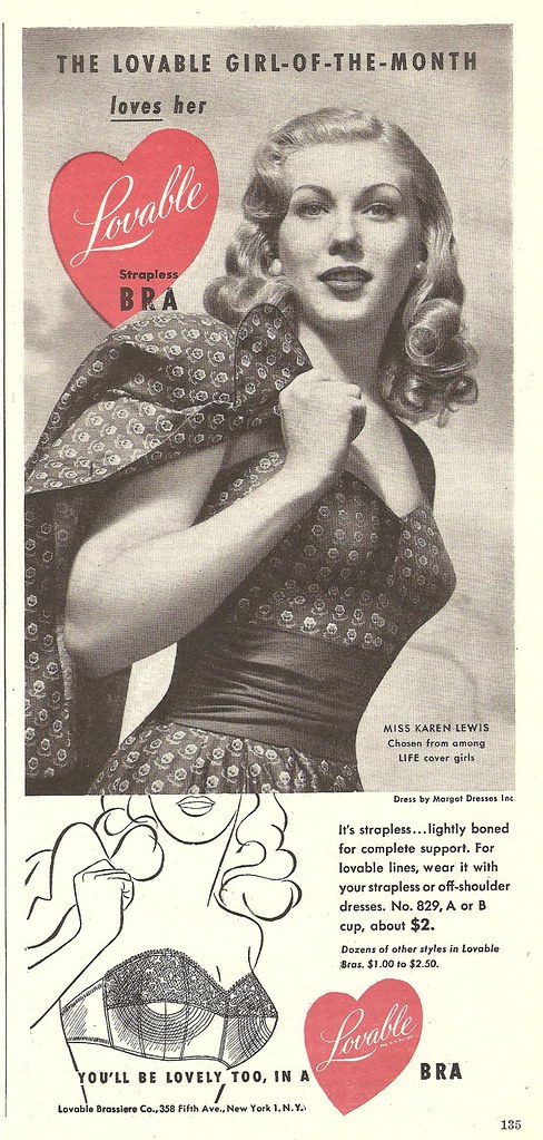 1949 Lovable Bra Magazine Ad, meet miss karen lewis, the lo…