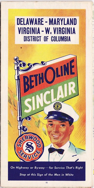 You Can Trust Your Car To The Man Who Wears The Star: 1951 BETHOLINE/SINCLAIR ROAD MAP