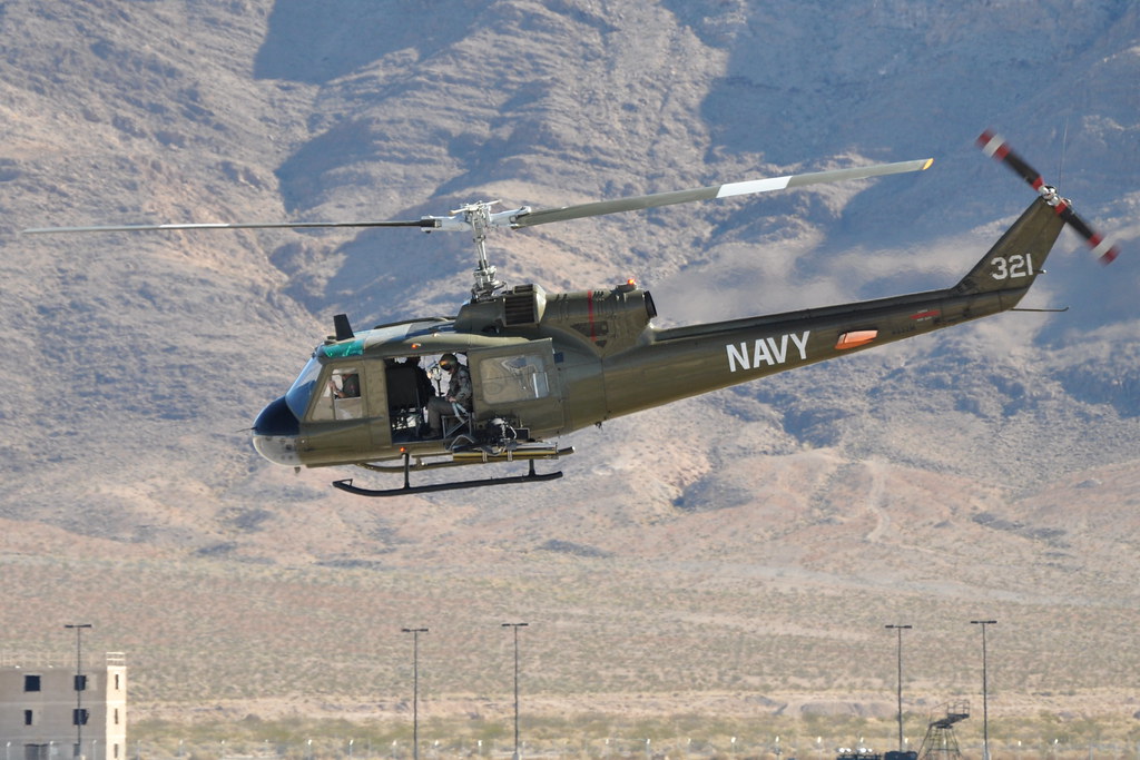 Bell UH-1B Iroquois Old Photo Huey Navy Helicopter in Flight 
