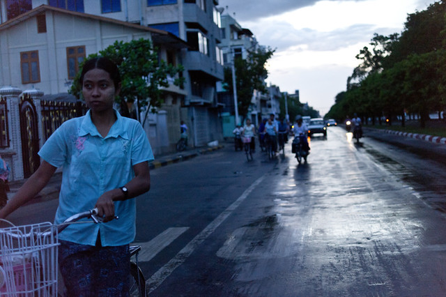 a bicycle lady @ mandalay, myanmar, 2010