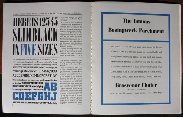 Condensed Didot & an Egyptian from Germany : Grosvenor Chater advert - from Typography 3, 1937