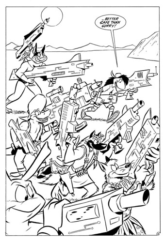 Mighty Mutanimals #4, pg.21 .. B/W art by Mike Kazaleh  (( 1992 ))  [[ Courtesy of Mike Kazaleh ]] by tOkKa