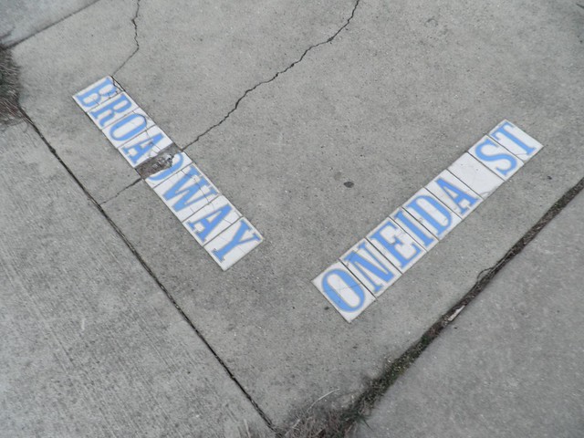 Original early 20th-century Joliet sidewalk tiles
